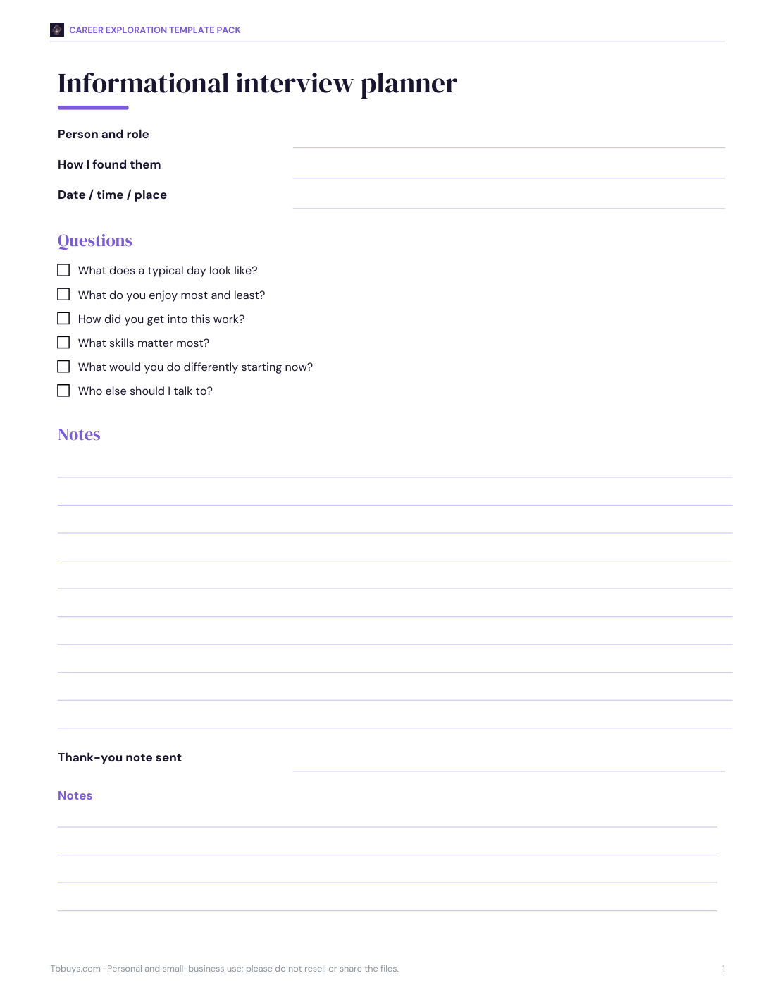 Preview of the first page of Interview planner (PDF/DOCX)