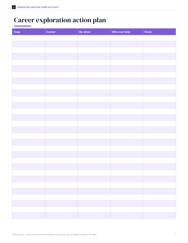 Preview of Career Exploration Action Plan